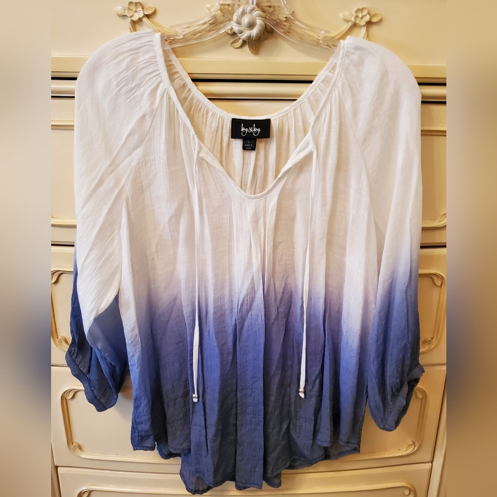 By & By Blue White Gradient Top L